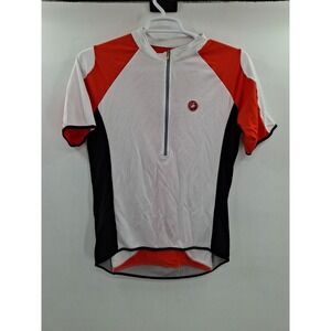 Castelli Men's XXL Cycling Jersey Half Zip Orang Black White Bike Bicycle Italy